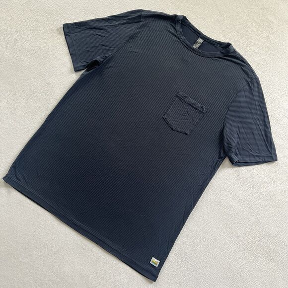 Vuori Shirt Men Ink Navy Blue Stripe Linear Tech Performance Short Sleeve Tee S - Picture 2 of 10
